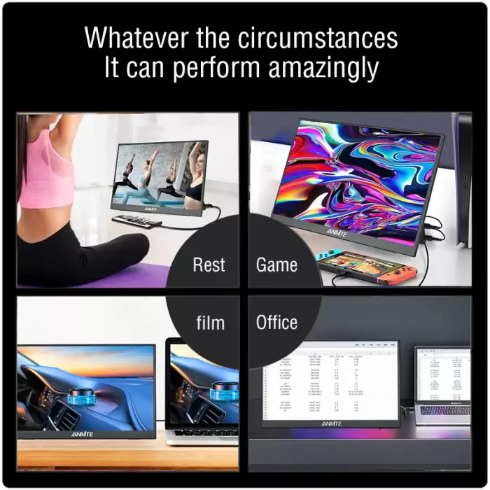Anmite 14 Inch Touch Screen Portable Monitor Non-touch optional 16:10 400cd/m2 Gaming Display For XBox PS4/5 Switch Loptop — image 4