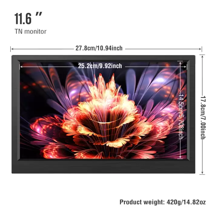 Anmite 11.6 inch IPS Portable Monitor USB TYPE C HDMI for Phone Laptop Desktop MAC Switch PS4 XBOX — image 4
