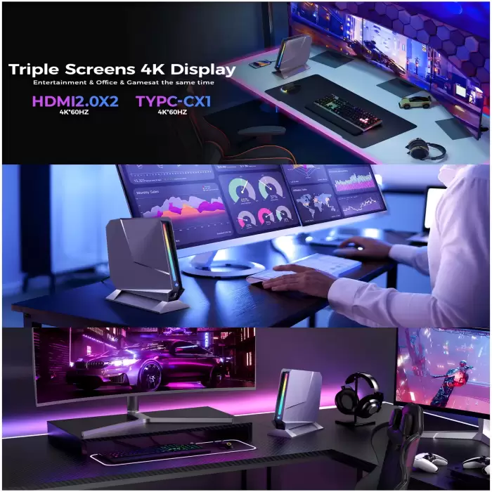 Desktop AI Office Gaming Mini Computer Core I9-13900HX RTX4070 8G Graphic 32G DDR5 1TB PCIE4.0 Triple 4K Display Win11 Mini PC — image 7