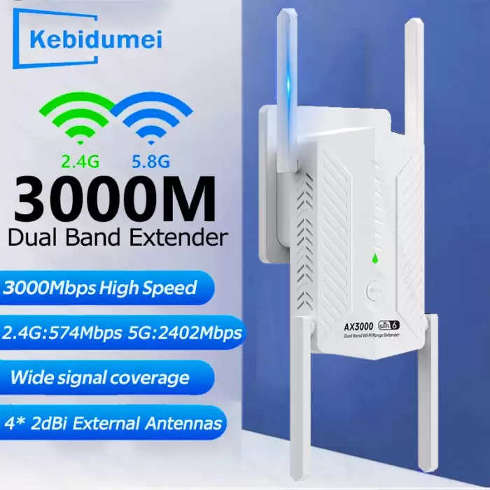 3000Mbps WiFi 6 Repeater Roteador Wi-fi 6 Signal Booster 2.4/5Ghz 4 High-gain Antenna Long Range Extender Amplifier WPS Easy Set — image 3