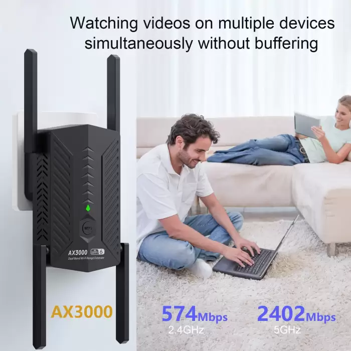 3000Mbps WiFi 6 Repeater Roteador Wi-fi 6 Signal Booster 2.4/5Ghz 4 High-gain Antenna Long Range Extender Amplifier WPS Easy Set — image 4