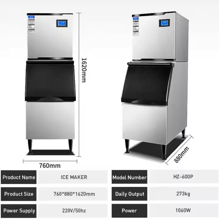 Commercial Automatic Cube Ice Crusher Machine 250kg/24H Ice Crusher Machinefor Households And Hotels Electric El — image 6