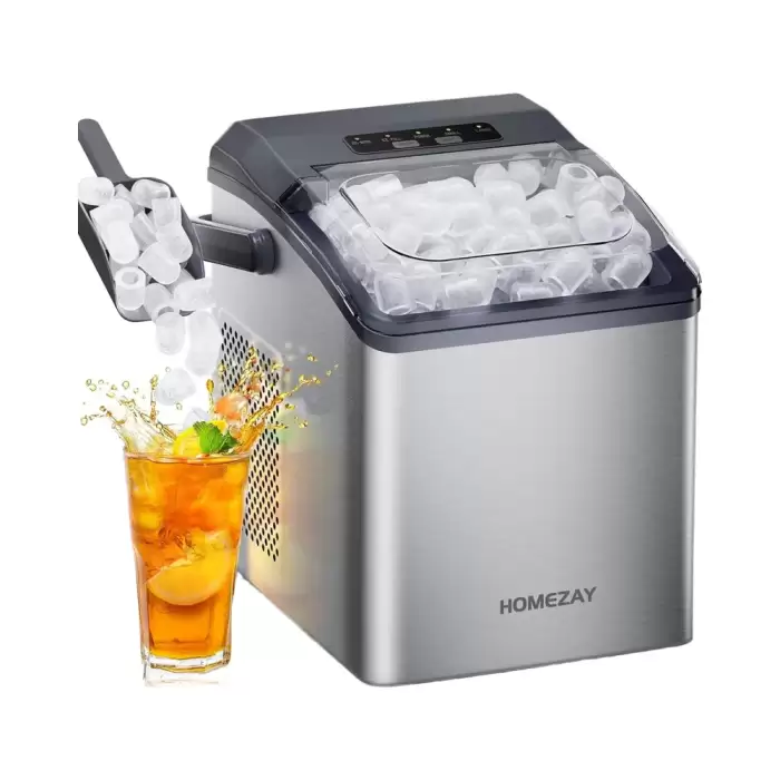 Ice Maker Silver Portable Electric Countertop Ice Maker 9-Cube Self-Cleaning 26 Lbs/D 2 Sizes For Home Kitchen Car Hotel Outdoor — image 2
