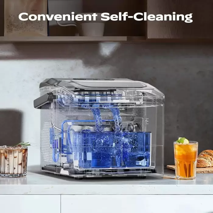 Ice Maker Silver Portable Electric Countertop Ice Maker 9-Cube Self-Cleaning 26 Lbs/D 2 Sizes For Home Kitchen Car Hotel Outdoor — image 6