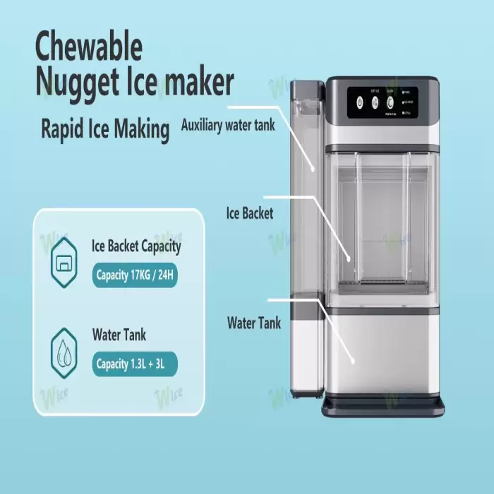 Ice Maker Nugget Countertop, Chewable Pellet Ice Maker With Self-Cleanin Function,17kg/24H Portable Makers For Home — image 7