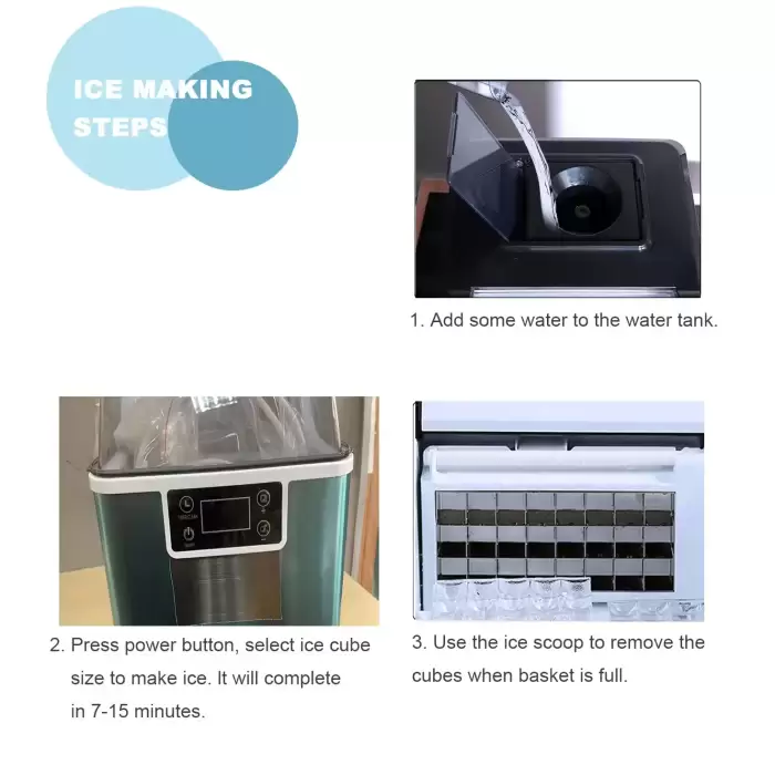 20kg Mini Portable Ice Cube Block Making Automatic Countertop Machines For Commercial Home Food — image 5