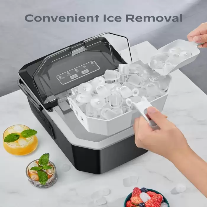 Ice Maker Portable Electric Countertop Ice Maker Self-Cleaning Feature 9 Cubes 6 Mins 26 Lbs/day Output Plastic For Home Kitchen — image 4