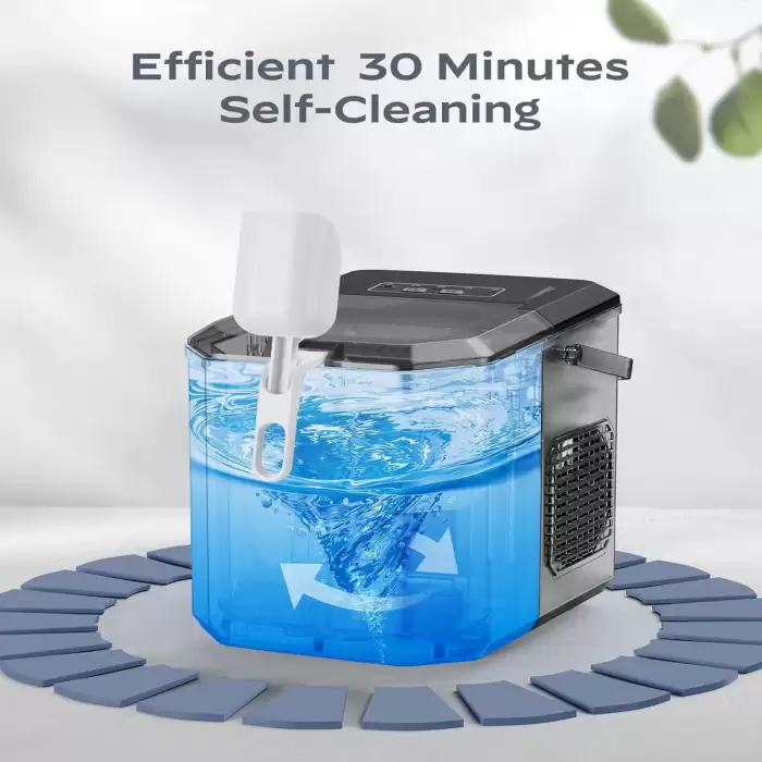 Ice Maker Portable Electric Countertop Ice Maker Self-Cleaning Feature 9 Cubes 6 Mins 26 Lbs/day Output Plastic For Home Kitchen — image 6