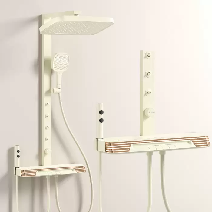 White Spa Waist Spray Digital Bathroom Shower Set with Ambient Lighting Thermostatic Bathroom Shower System Faucet Accessories — image 3