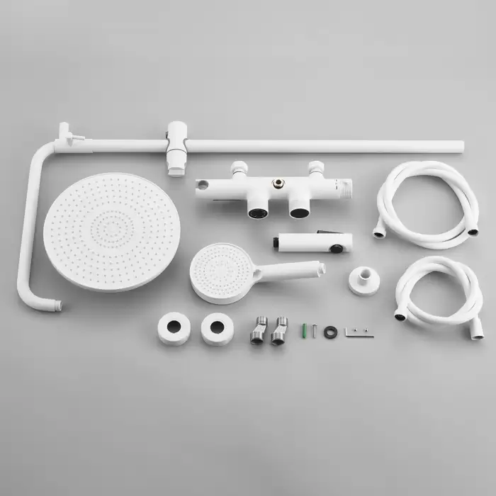 White Waterfall Digital Bathroom Shower System Faucets Quality Brass Bathroom Faucets Rainfall Hot Cold Bathroom Shower Set — image 7