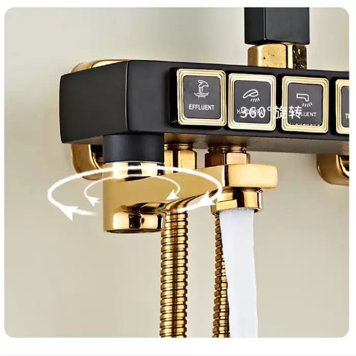 Digital Bathroom Shower Set Quality Brass Hot Cold Bathroom Mixer Faucet Rain Shower Head Thermostatic Bathrooom Shower System — image 5