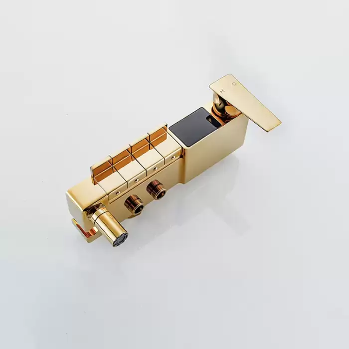 Gold Piano Digital Display Bathroom Shower Set Brass Bathroom Faucet Accessories Thermostatic Digital Bathroom Shower System — image 5