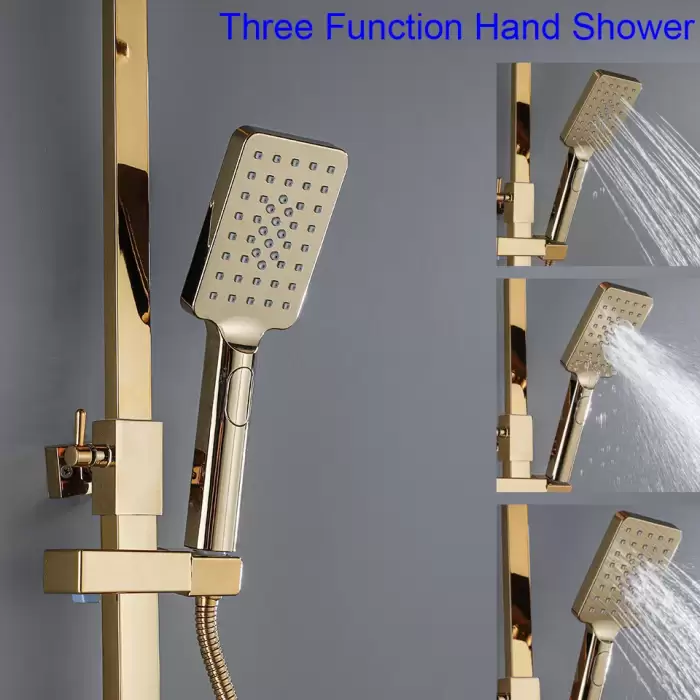 Gold Piano Digital Display Bathroom Shower Set Brass Bathroom Faucet Accessories Thermostatic Digital Bathroom Shower System — image 7
