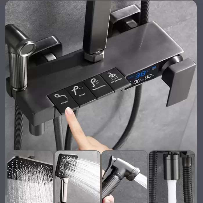 Smart Thermostatic Digital Bathroom Shower Set 12 Inch Rainfall Bathroom Shower Head Faucet Accessories Digital Shower System — image 4