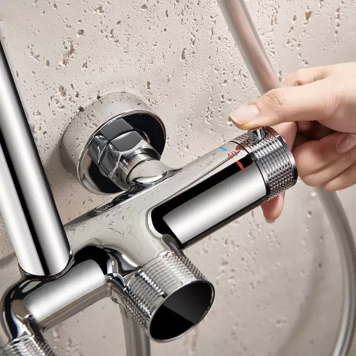 Chrome Waterfall Digital Bathroom Shower Set Brass Hot Cold Waterfall Bathroom Faucet Thermostatic Bathroom Shower System — image 5