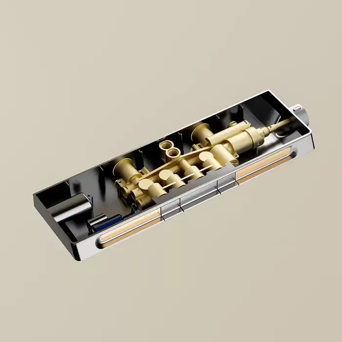 Ambient Lighting Piano Digital Bathroom Shower Set Waterfall Bathroom Faucet Rainfall Shower Head Hot Cold Digital Shower System — image 6