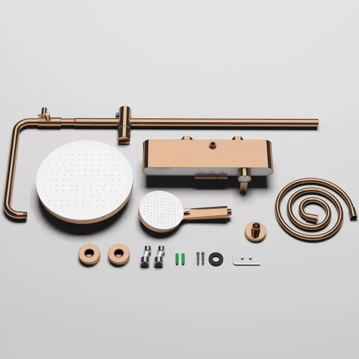 Waterfall Piano Bathroom Shower System Brushed Rose Gold Bathroom Faucets Rain Shower Head Hot Cold Piano Bathroom Shower Set — image 4
