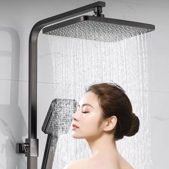 Grey Thermostatic Piano Digital Bathroom Shower Set 12 Inch Rain Shower Head Hot Cold Digital Bathroom Shower Set Accessories — image 6
