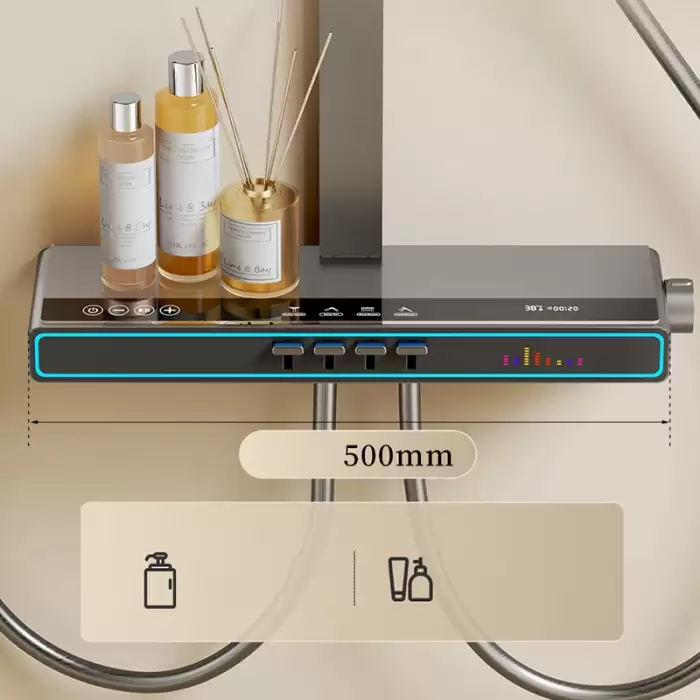 Hot Cold Music Digital Bathroom Shower System Ambient Lighting Bluetooth Speaker Digital Bathroom Shower Set Faucet Accessories — image 6