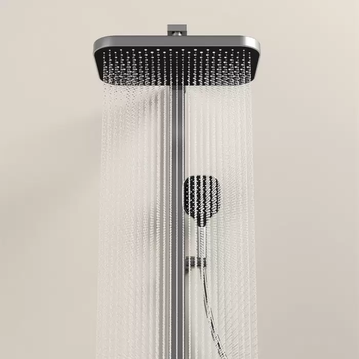 Piano Digital Bathroom Shower Set Rose Gold Ambient Lighting Hot Cold Waterfall Digital Bathroom Shower System Rain Shower Head — image 7