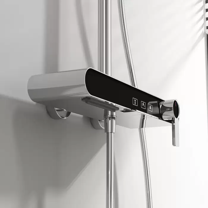 Chrome Piano Bathroom Shower Set Quality Brass Waterfall Bathroom Shower Faucets Head Rose Gold Hot Cold Piano Shower System — image 4