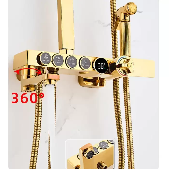Bathroom Shower System Faucets Accessories 12 Inch Rainfall Shower Head Brass Thermostatic Bathroom Shower Set — image 4