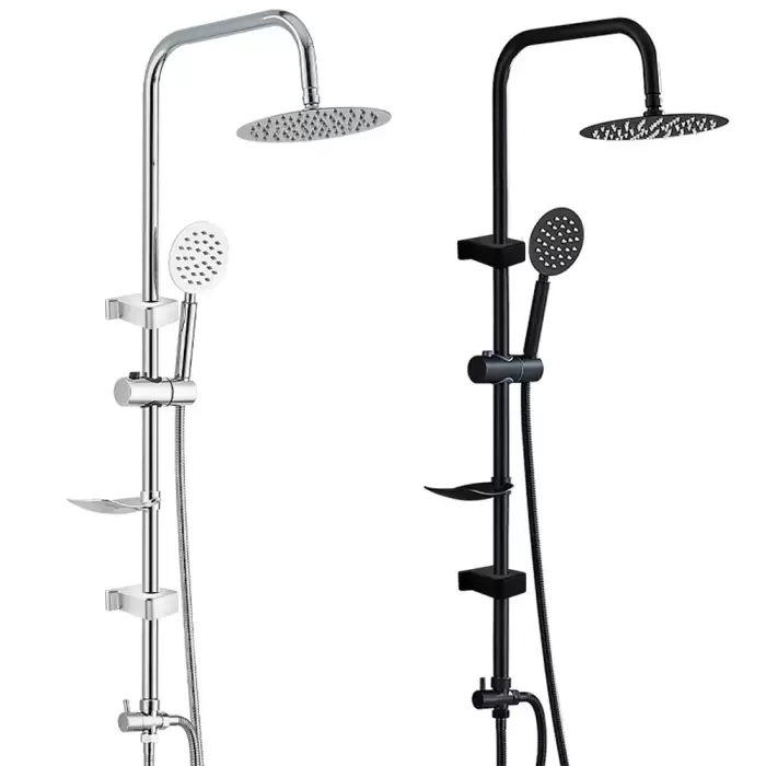 Chrome Black Round Bathroom Split Shower Column Premium Stainless Steel Shower System Set Bathtub Rain Shower Faucet Accessories — image 2