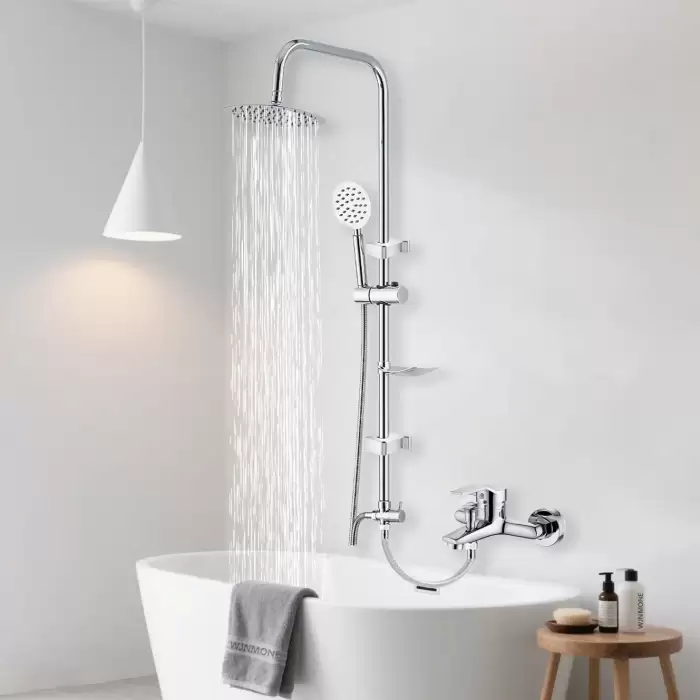 Chrome Black Round Bathroom Split Shower Column Premium Stainless Steel Shower System Set Bathtub Rain Shower Faucet Accessories — image 3