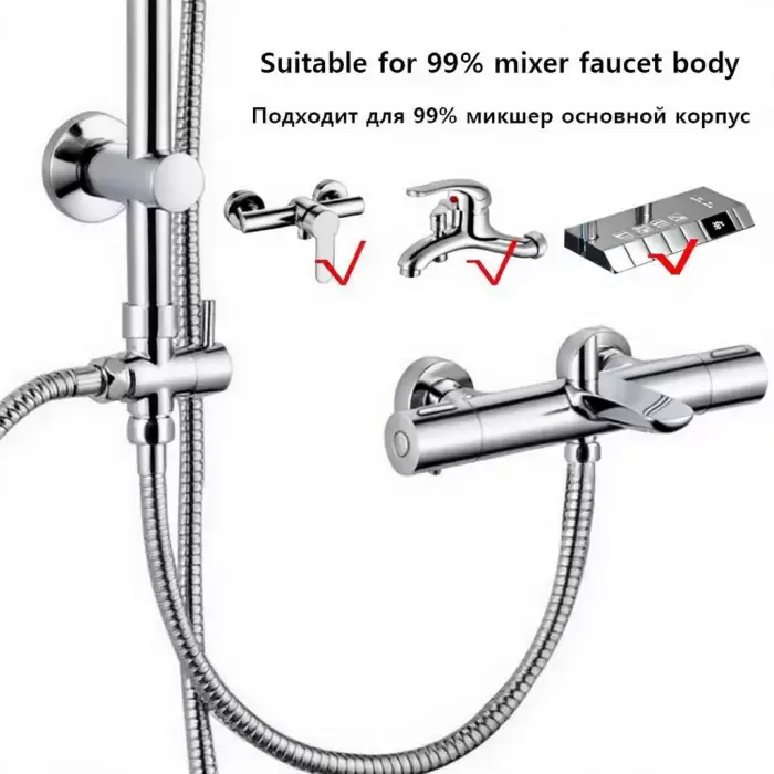 Chrome Black Round Bathroom Split Shower Column Premium Stainless Steel Shower System Set Bathtub Rain Shower Faucet Accessories — image 6