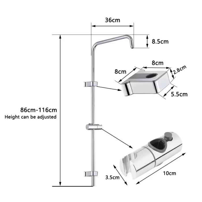 Chrome Black Round Bathroom Split Shower Column Premium Stainless Steel Shower System Set Bathtub Rain Shower Faucet Accessories — image 7