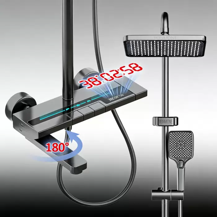 Smart Digital Display Shower Set Hot Cold Water Mixer Bathroom Faucet Rainfall Bathtub Complete Pressurize Showers System — image 2