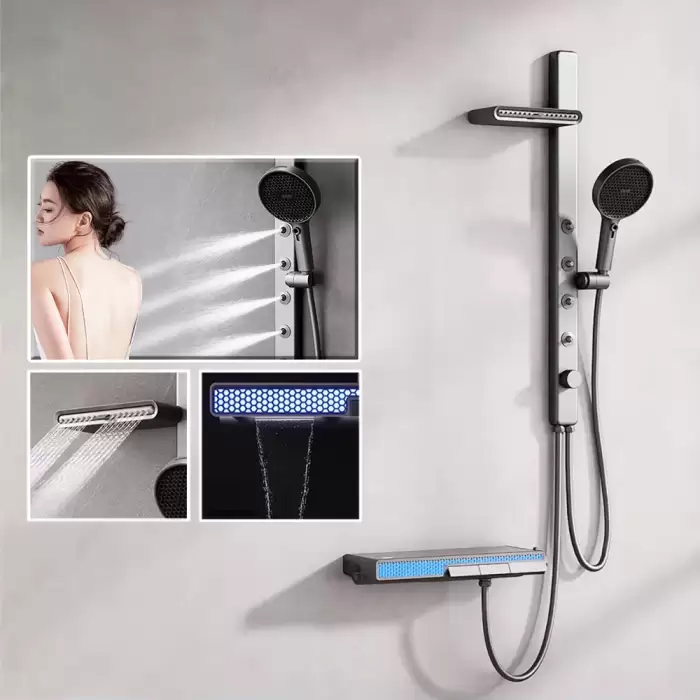 Spa Massage Smart Bathroom Shower System Full Set with Filter Brass Mixer Tap Digital Display Bathtub Rain Showers Faucet — image 2