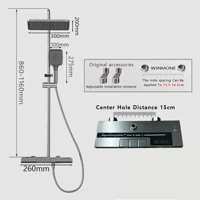 Smart Digital Display Shower Set Hot Cold Water Mixer Bathroom Faucet Rainfall Bathtub Complete Pressurize Showers System — image 6
