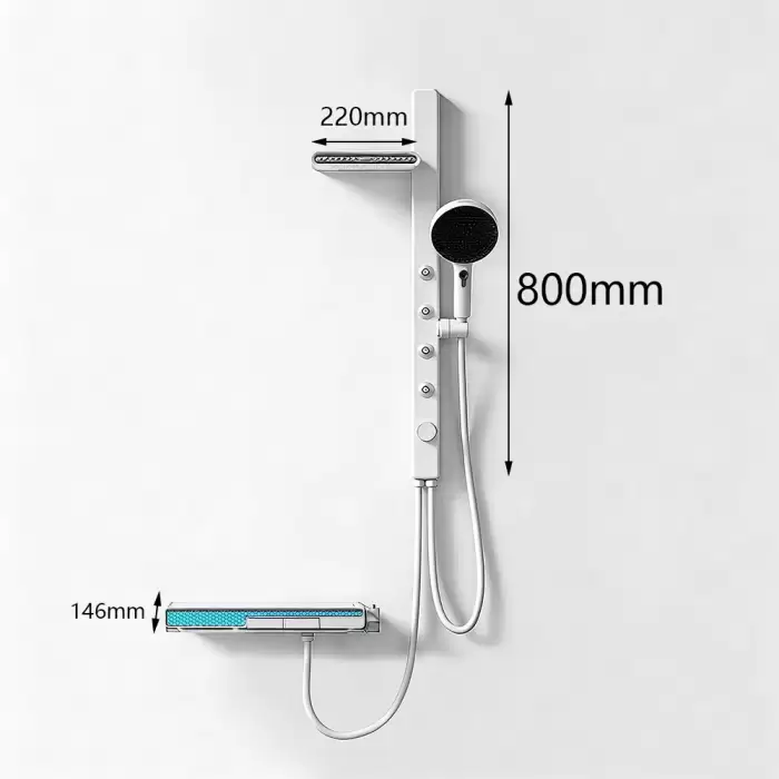 Spa Massage Smart Bathroom Shower System Full Set with Filter Brass Mixer Tap Digital Display Bathtub Rain Showers Faucet — image 7