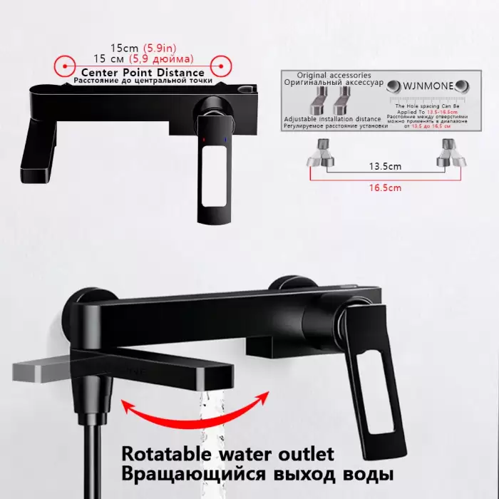 High Quality Solid Brass Bathroom Bathtub Shower Faucet Set Wall Mounted Rainfall Mixer Water Tap Black Split Shower System Kits — image 7