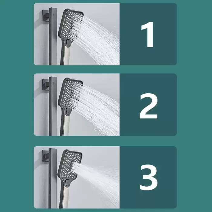 Shower System Full Set Grey 2 Way Piano Keys Bathroom Shower Set Wall Mounted Brass Bathtub Digital Display Shower Faucet — image 4