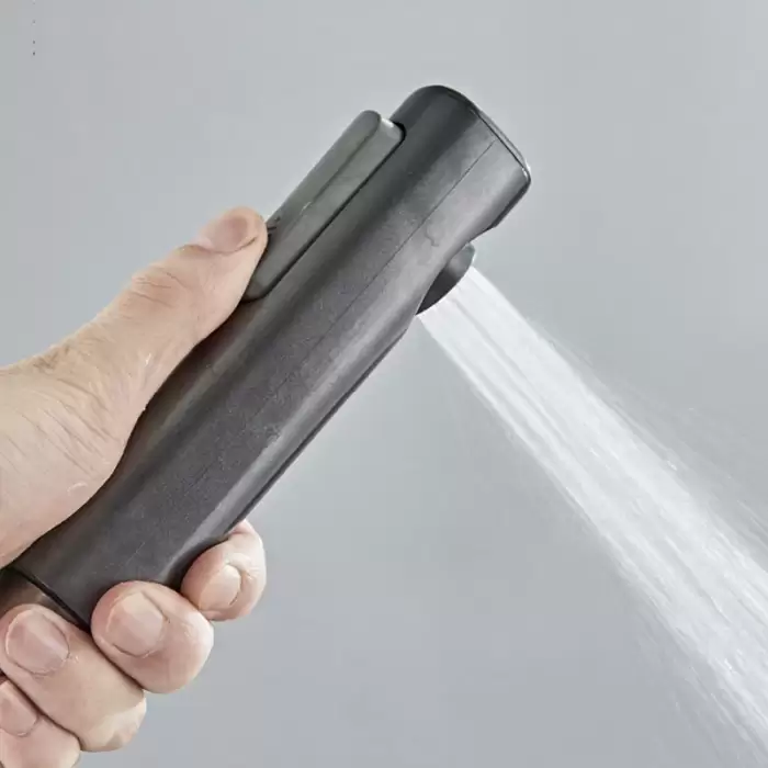Shower System Full Set Grey 2 Way Piano Keys Bathroom Shower Set Wall Mounted Brass Bathtub Digital Display Shower Faucet — image 5
