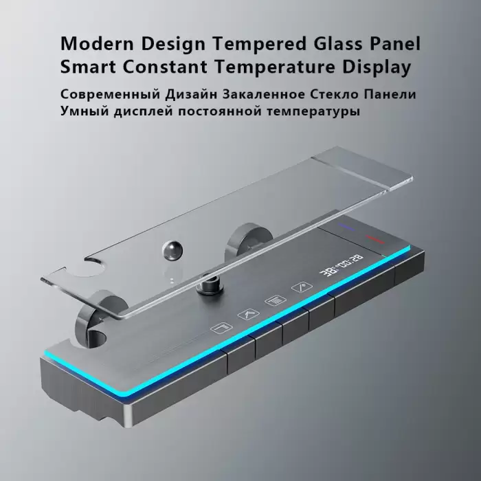 Luxury Bathroom Shower Faucet Set Smart Temperature Display Rainfall Shower System Rain Waterfall LED Bathtub Mixer Tap Showers — image 5