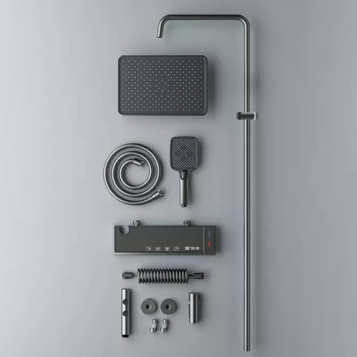 Luxury Bathroom Shower Faucet Set Smart Temperature Display Rainfall Shower System Rain Waterfall LED Bathtub Mixer Tap Showers — image 6