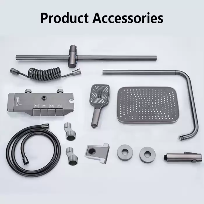 Black Bathroom Shower Set Piano Keys ABS Anti-rust Shower System Sets Wall Mounted Bathtub Hot and Cold Mixer Rain Shower Faucet — image 6