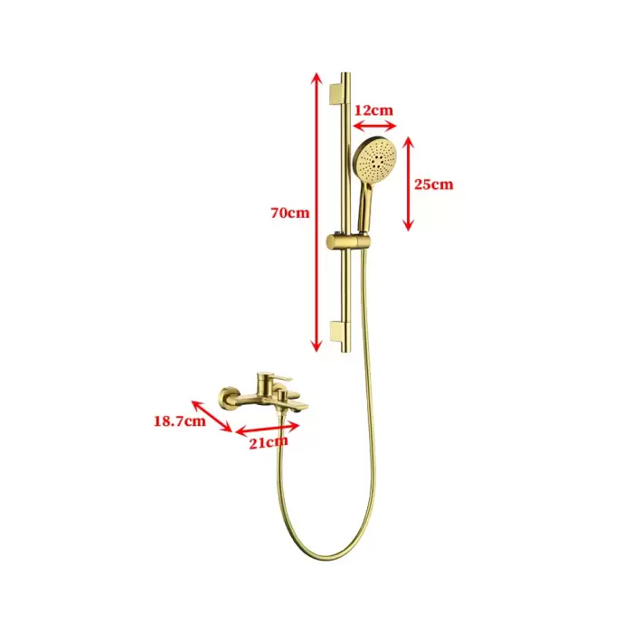 Split Bathroom Faucet Brass Bath Triple Shower Faucet System Wall Mounted Bathtub Shower Set Hot Cold Mixer Water Taps — image 7