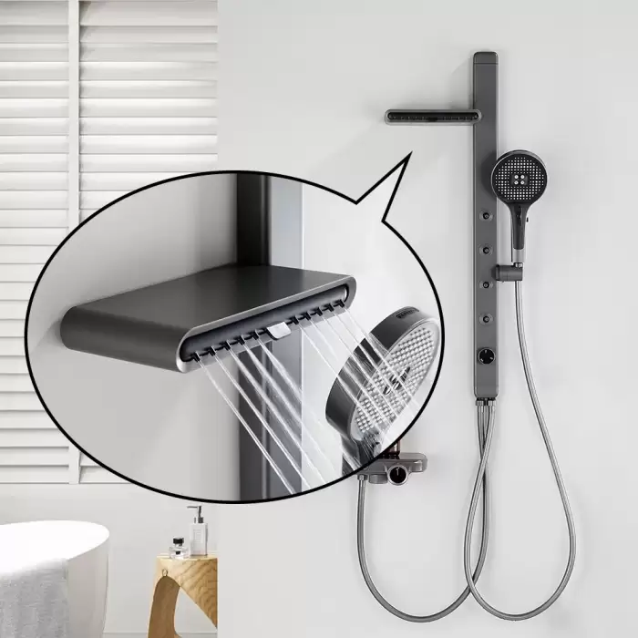 Modern High End Rain Shower System Back SPA Massage Jet Tap Smart Thermostatic LED Display Waterfall Bathroom Faucet Showers Set — image 4