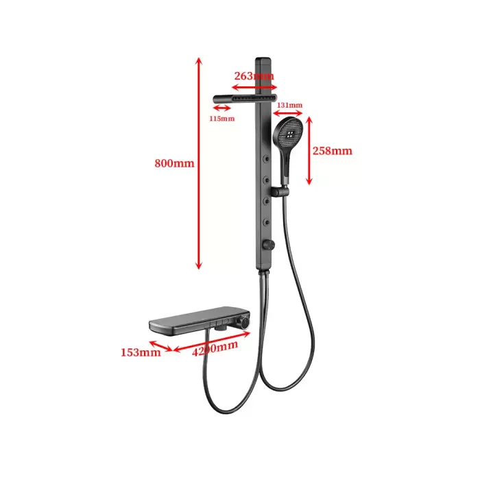 Modern High End Rain Shower System Back SPA Massage Jet Tap Smart Thermostatic LED Display Waterfall Bathroom Faucet Showers Set — image 7