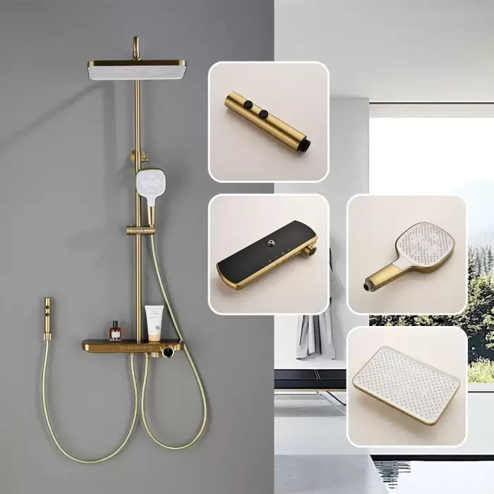Modern High End Digital Display Shower Full Set Rainfall Shower System Rain Bathroom Faucet Mixer Thermostatic Valve Shower Taps — image 4