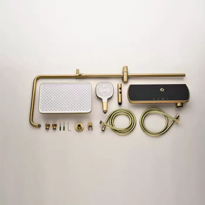 Modern High End Digital Display Shower Full Set Rainfall Shower System Rain Bathroom Faucet Mixer Thermostatic Valve Shower Taps — image 6