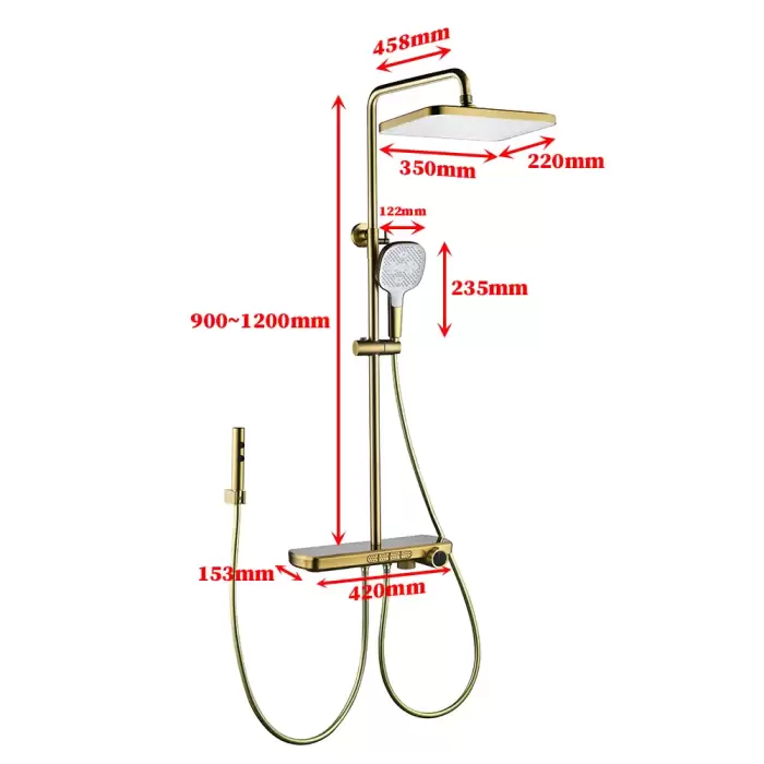 Modern High End Digital Display Shower Full Set Rainfall Shower System Rain Bathroom Faucet Mixer Thermostatic Valve Shower Taps — image 7