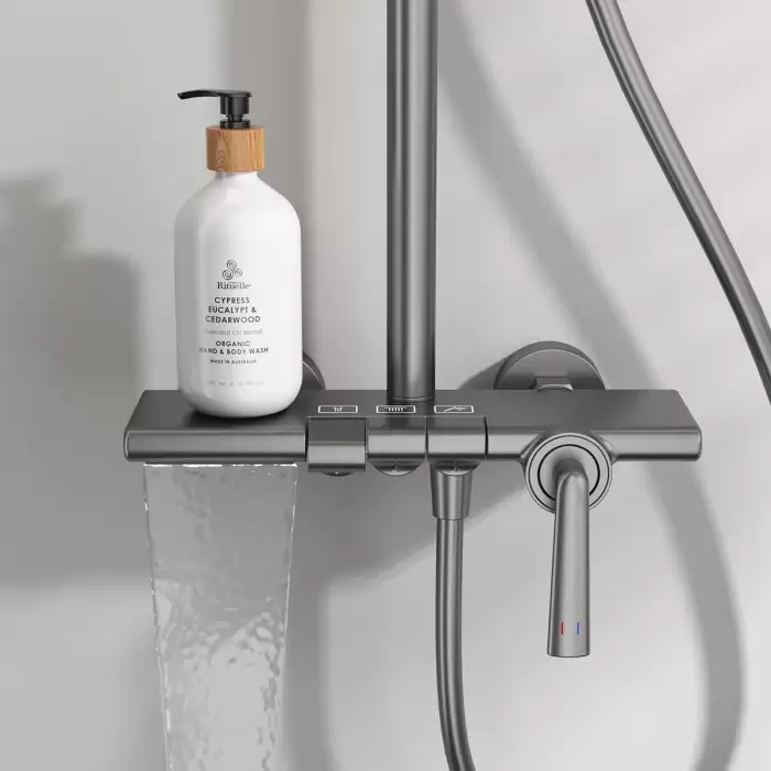 Hot Cold Piano Bathroom Shower System Faucet Solid Brass Hot Cold Waterfall Bathroom Faucet Rose Gold Piano Bathroom Shower Set — image 3