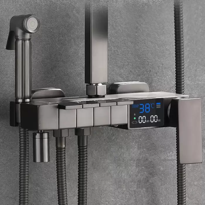 Piano Digital Display Thermostatic Bathroom Shower Set Hot Cold Brass Bathroom Faucets Accessories Digital Piano Shower System — image 3
