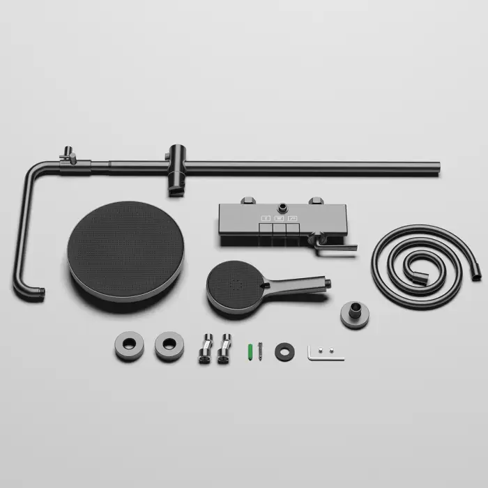 Hot Cold Piano Bathroom Shower System Faucet Solid Brass Hot Cold Waterfall Bathroom Faucet Rose Gold Piano Bathroom Shower Set — image 6