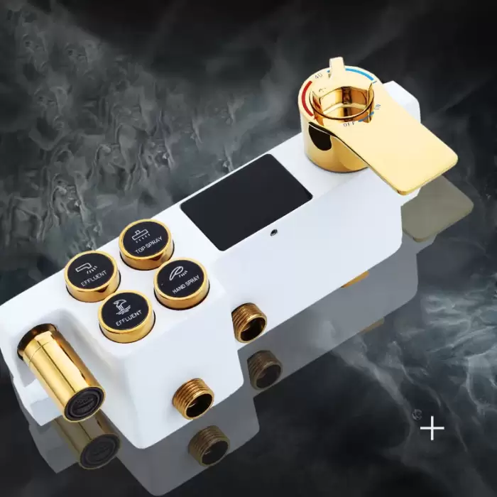 Thermostatic Bathroom Shower System Set Solid Brass Bathroom Faucets Accessories Rain Shower Head Hot Cold Bathroom Shower Set — image 5